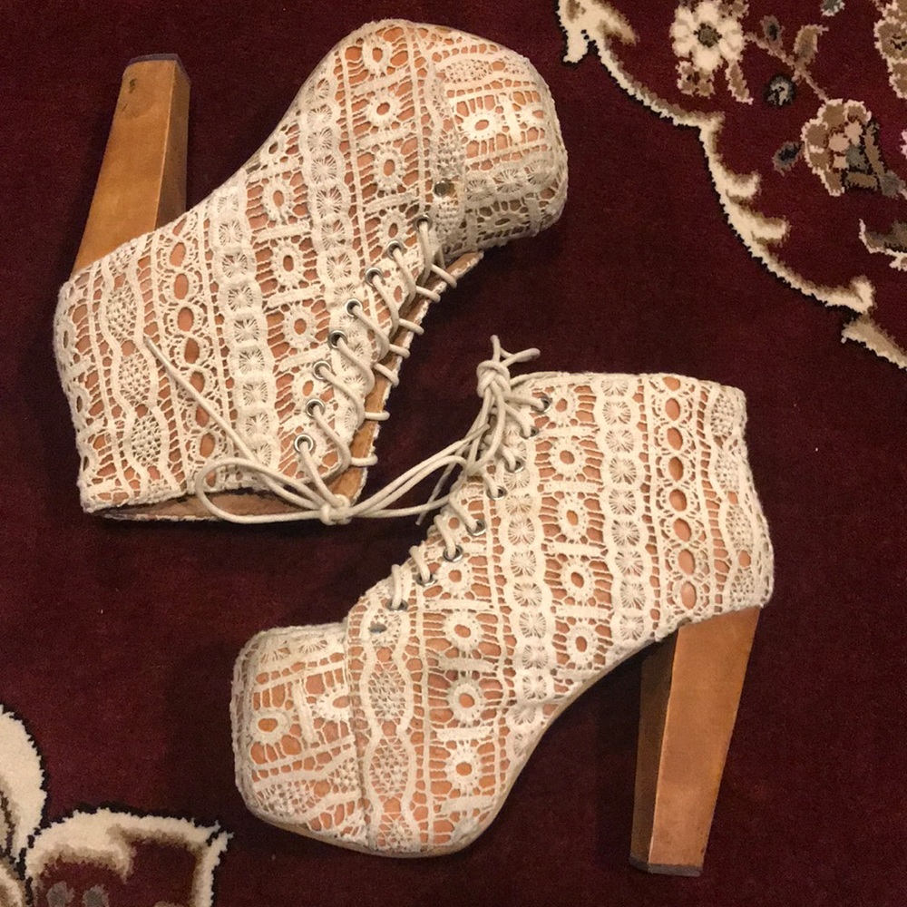 Jeffrey Campbell White Lace Litas (no box)